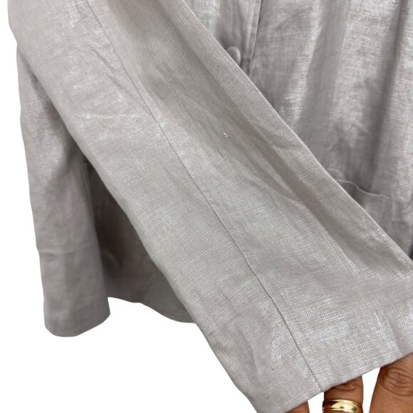 Epiegel Womens Silver Linen Button-Down Blazer Jacket Size 18 Lightweight With P - Picture 13 of 14